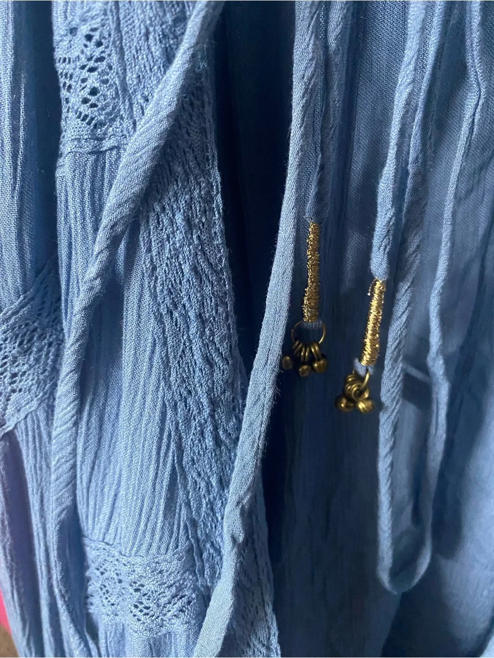 NWT Free People Turquoise V-Neck Tie-Waist Maxi Dress - Picture 7 of 14